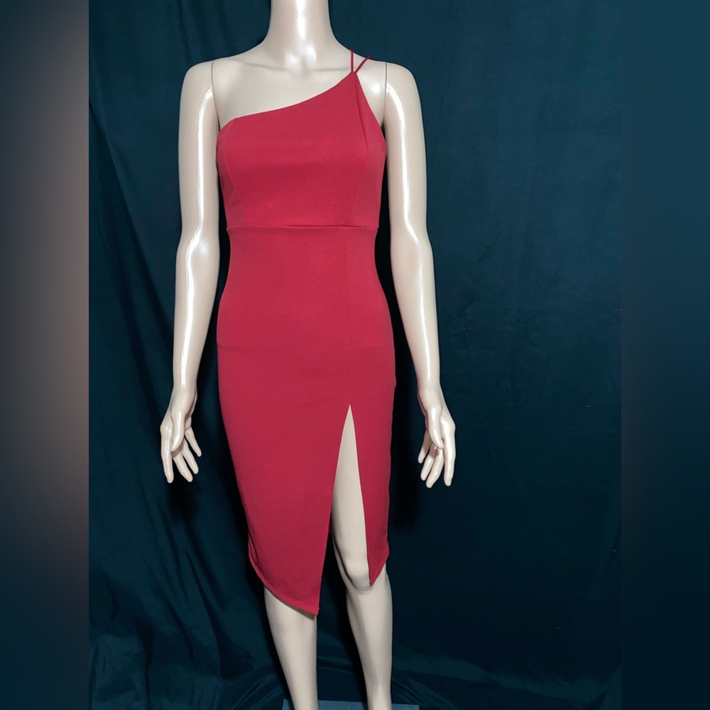 Fashion Nova One-Shoulder Red Dress